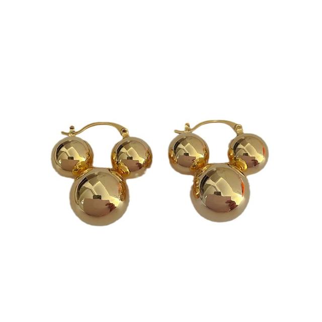 Funny mikey mouse shape gold plated copper ball hoop earrings for women