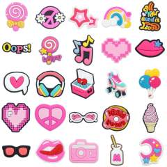 INS sweet pink color sereis PVC soft shoes charms for crocs 30pcs random