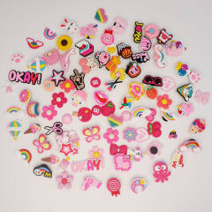 INS sweet pink color sereis PVC soft shoes charms for crocs 30pcs random