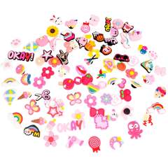 INS sweet pink color sereis PVC soft shoes charms for crocs 30pcs random
