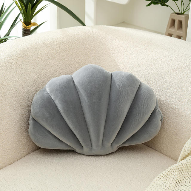 Creative shell shape velvet plain color throw pillow