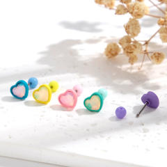 Candy color heart shape cartilage earrings