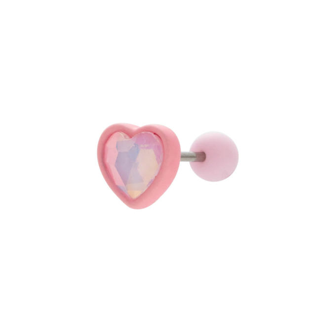 Candy color heart shape cartilage earrings