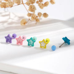 Sweet candy color tiny star cubic zircon cartilage earrings