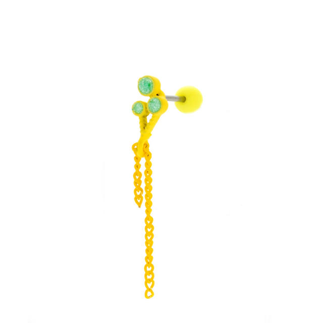 Candy color ball bead chain tassel cartilage earrings