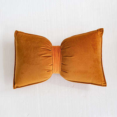 ins plain color velvet cute bow home thow pillow