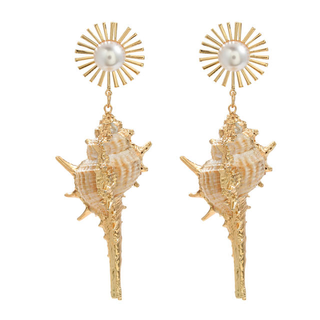 Boho ocean series conch design dangle earrings