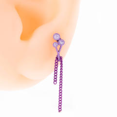 Candy color ball bead chain tassel cartilage earrings
