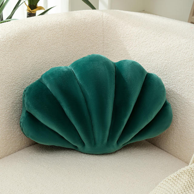 Creative shell shape velvet plain color throw pillow