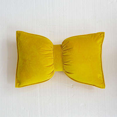 ins plain color velvet cute bow home thow pillow