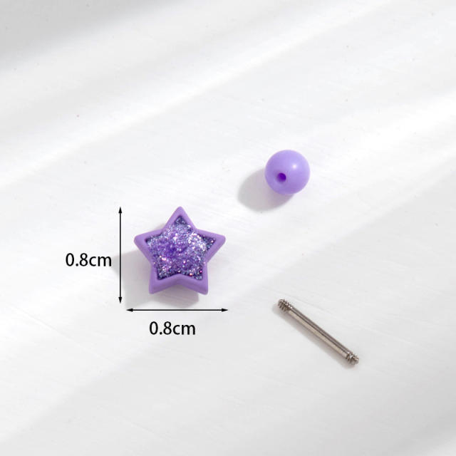 Sweet candy color tiny star cubic zircon cartilage earrings