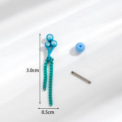 Candy color ball bead chain tassel cartilage earrings