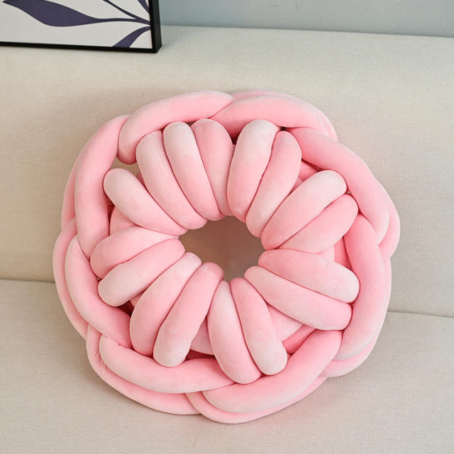 INS sweet doughnut shape plain color velvet throw pillow