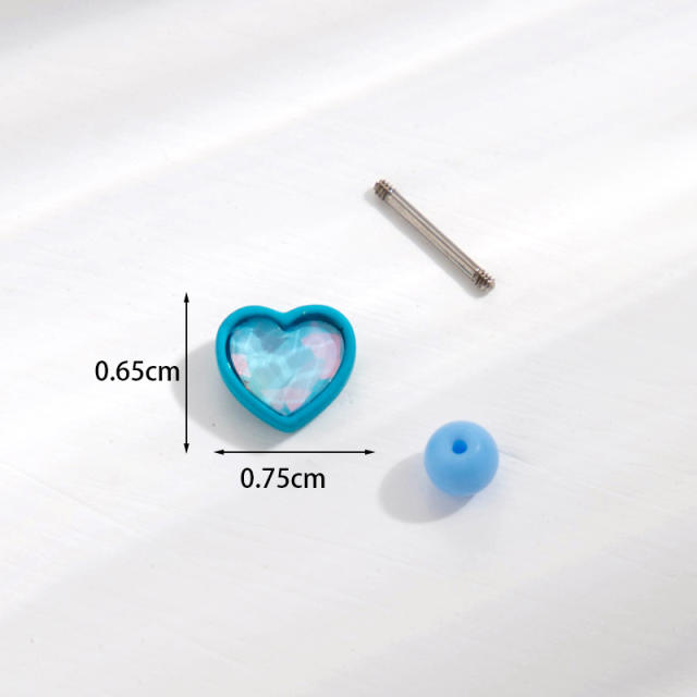 Candy color heart shape cartilage earrings