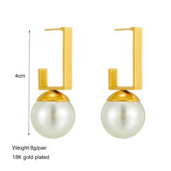Elegant pearl bead stainless steel earrings