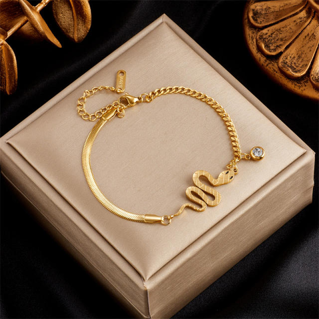 Easy match multi element stainless steel chain bracelet diamond bracelet