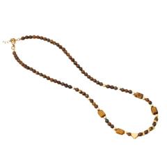 Vintage tiger eye bead stainless steel jewelry set