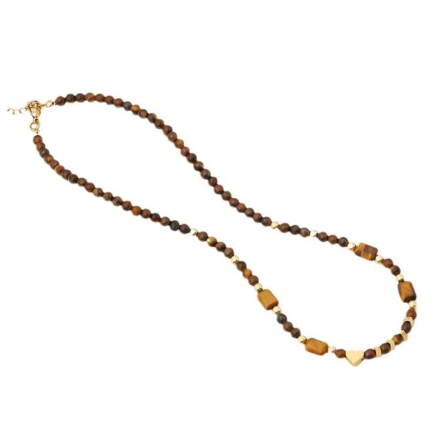 Vintage tiger eye bead stainless steel jewelry set