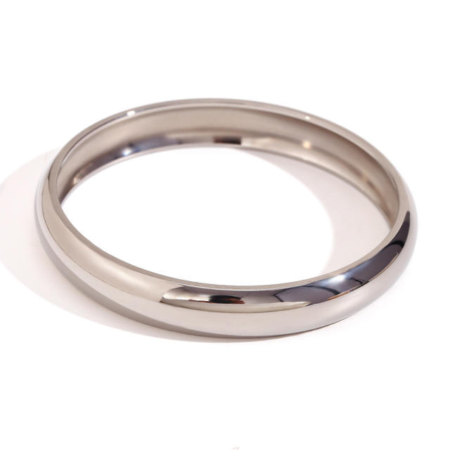 18K chunky bold design mirror smooth stainless steel band bangle