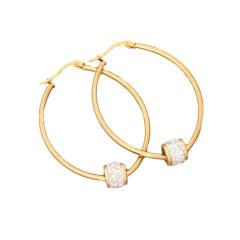 Easy match geometric hoop diamond ball bead stainless steel earrings