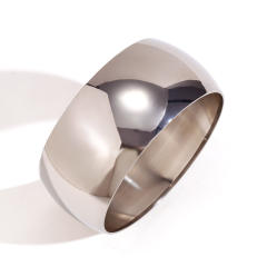 18K chunky bold design mirror smooth stainless steel band bangle