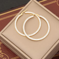 Delicate diamond geometric hoop stainless steel earrings