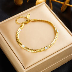 Easy match pearl bead emerald statement stainless steel bracelet