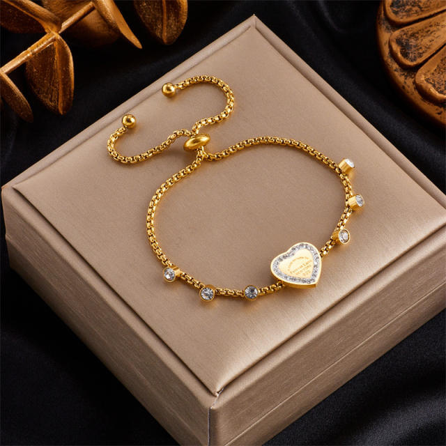 Easy match multi element stainless steel chain bracelet diamond bracelet