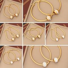 Easy match geometric hoop diamond ball bead stainless steel earrings