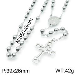 6mm stainless steel bead rosay necklace