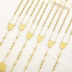 6mm stainless steel bead rosay necklace