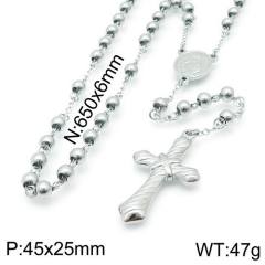 6mm stainless steel bead rosay necklace