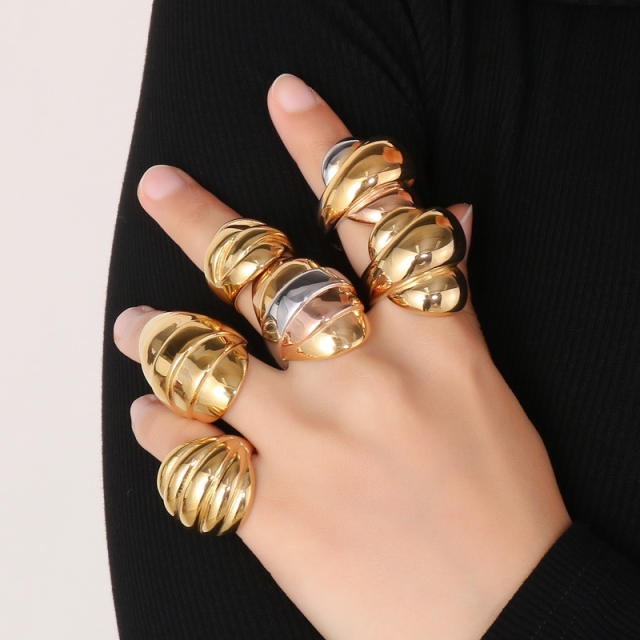 18KG Chunky geometric design stainless steel finger rings