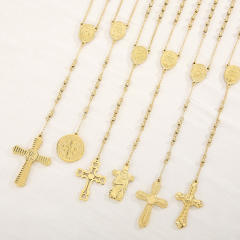 6mm stainless steel bead rosay necklace
