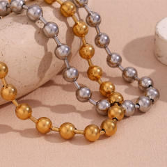 18K gold plated ball bead stainless steel necklace chunky necklace