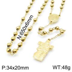 6mm stainless steel bead rosay necklace