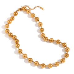 18K gold plated ball bead stainless steel necklace chunky necklace