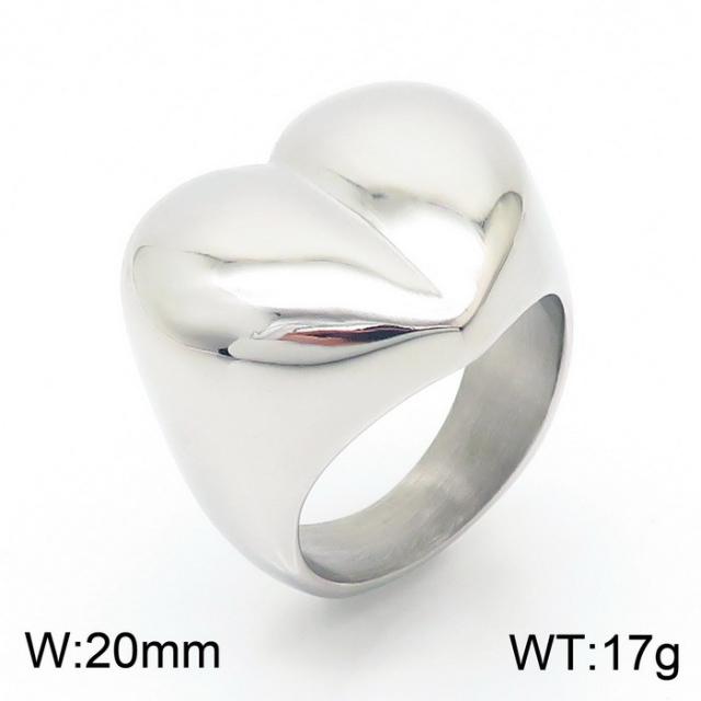 18KG chunky heart stainless steel rings