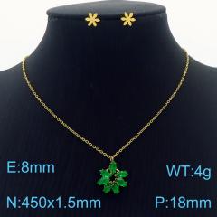 Dainty colorful diamond flower pendant stainless steel necklace set