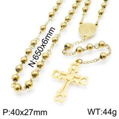 6mm stainless steel bead rosay necklace