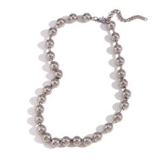 18K gold plated ball bead stainless steel necklace chunky necklace