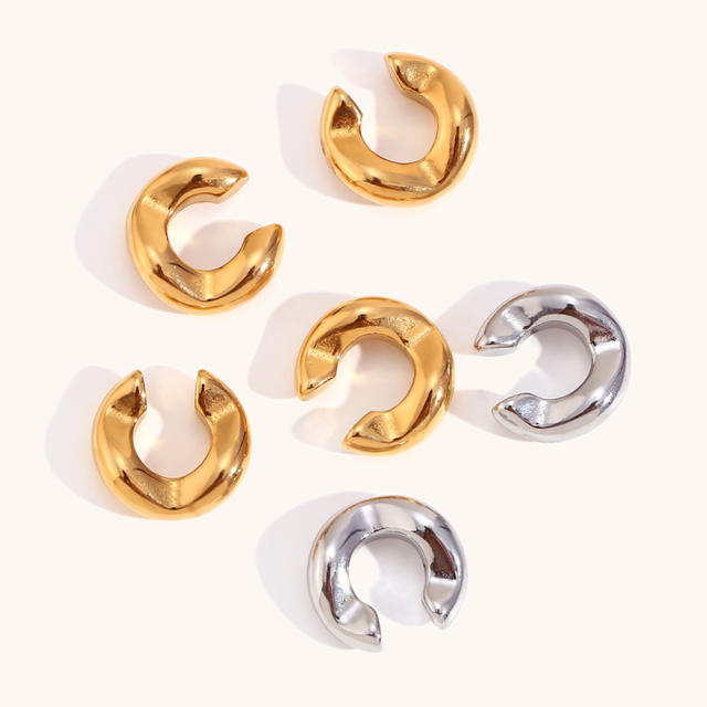 Easy match simple wave shape stainless steel ear cuff