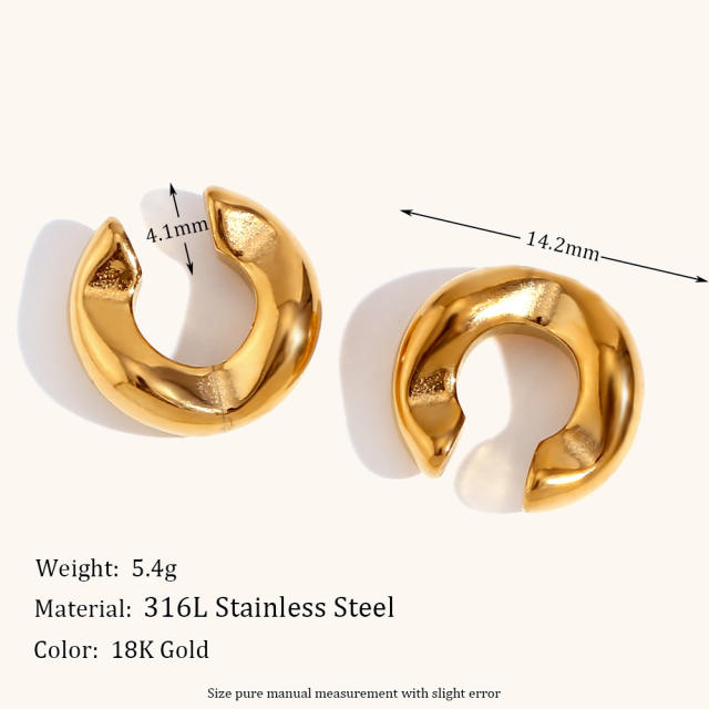 Easy match simple wave shape stainless steel ear cuff