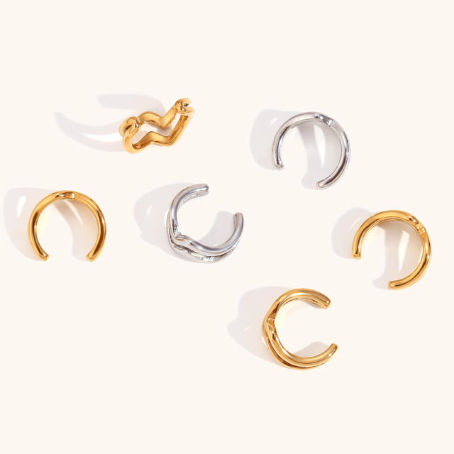 18KG personality hollow out wave shape stainless steel ear cuff