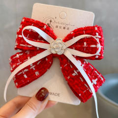 Handmade ribbon bow two layer bow hair clips for kids