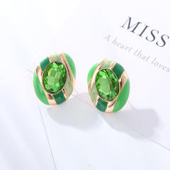925 needle color enamel oval shape studs earrings