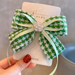 Handmade ribbon bow two layer bow hair clips for kids