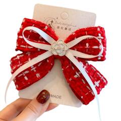 Handmade ribbon bow two layer bow hair clips for kids