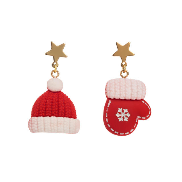 925 needle christmas collection asymmetrical earrings