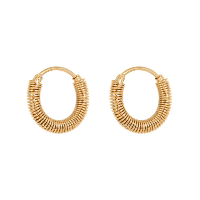 Occident fashion gold color short tassel geometric shape stainless steel earrings